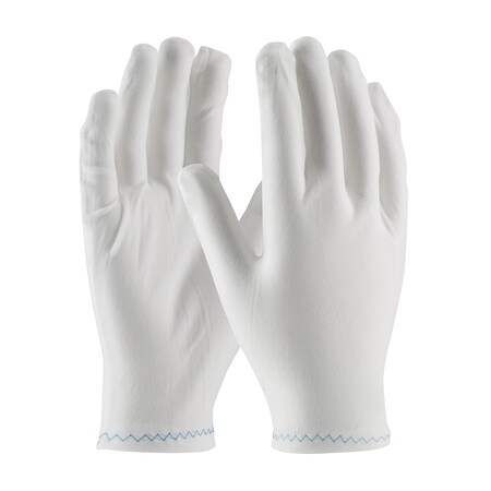 Pip Stretch Nylon Inspection Glove with Zig-Zag Stitched Rolled Hem - 9", MENS, White, 12PK 98-702